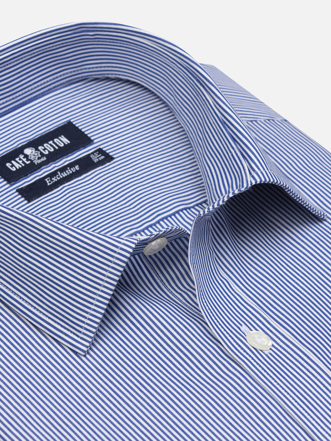 Nick marine streep Slim fit overhemd  - Kleine Kraag