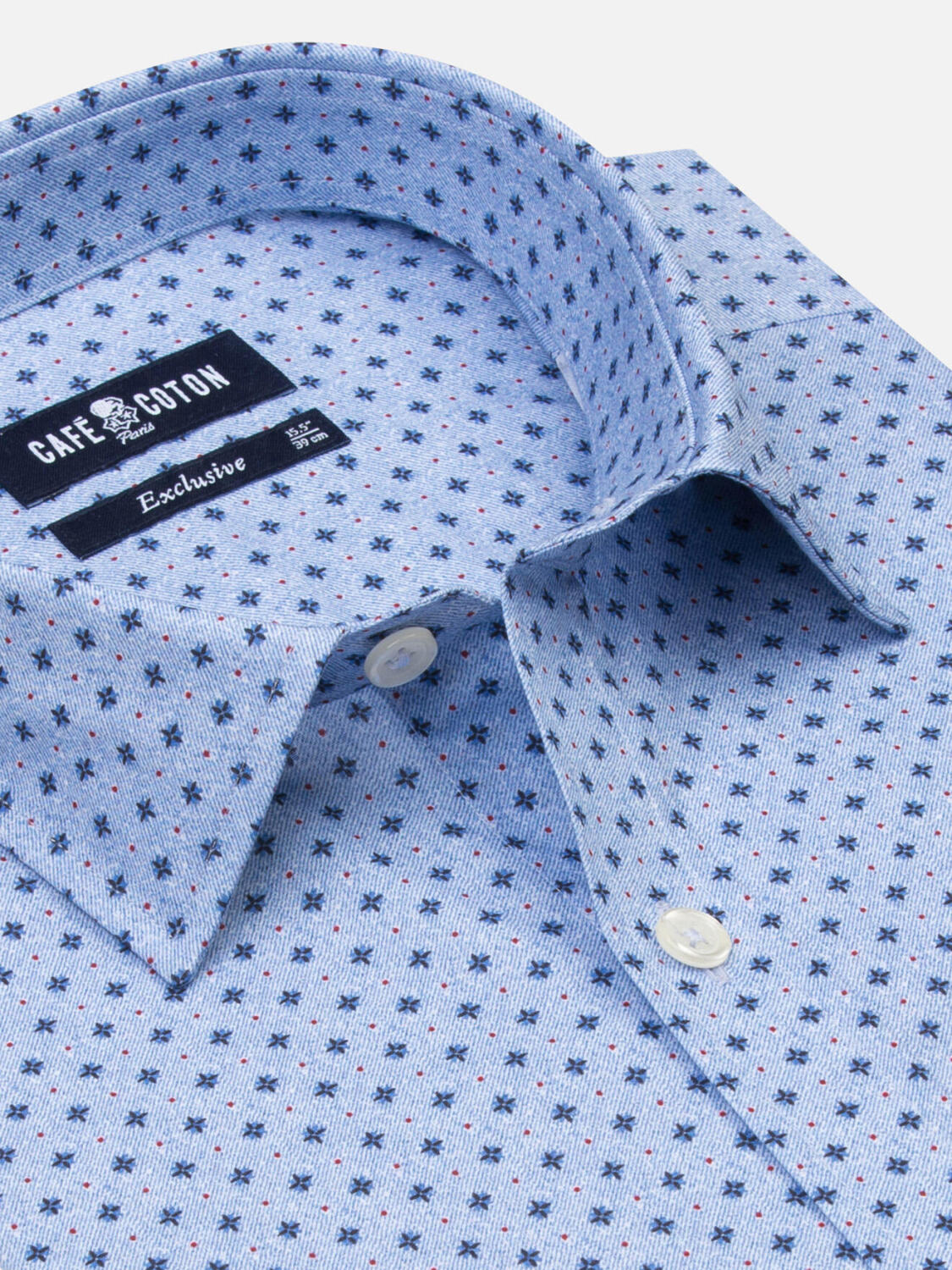 Chemise cintrée Olaf ciel - Petit col