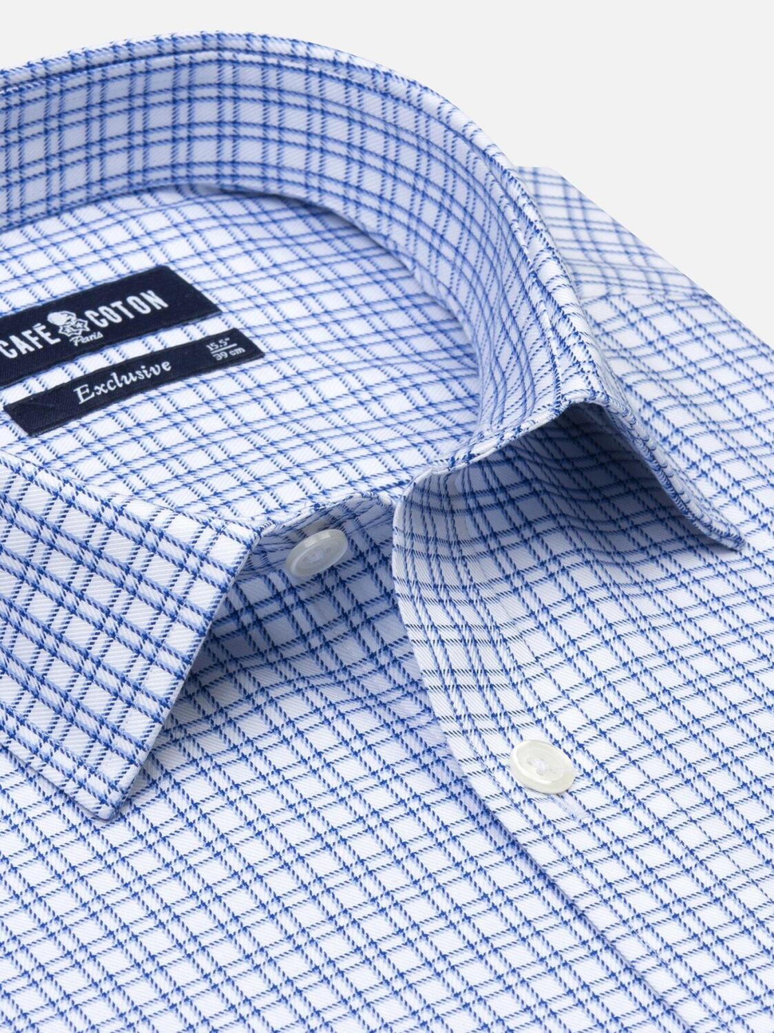 Chemise cintr&eacute;e Payne &agrave; carreaux bleus - Petit Col