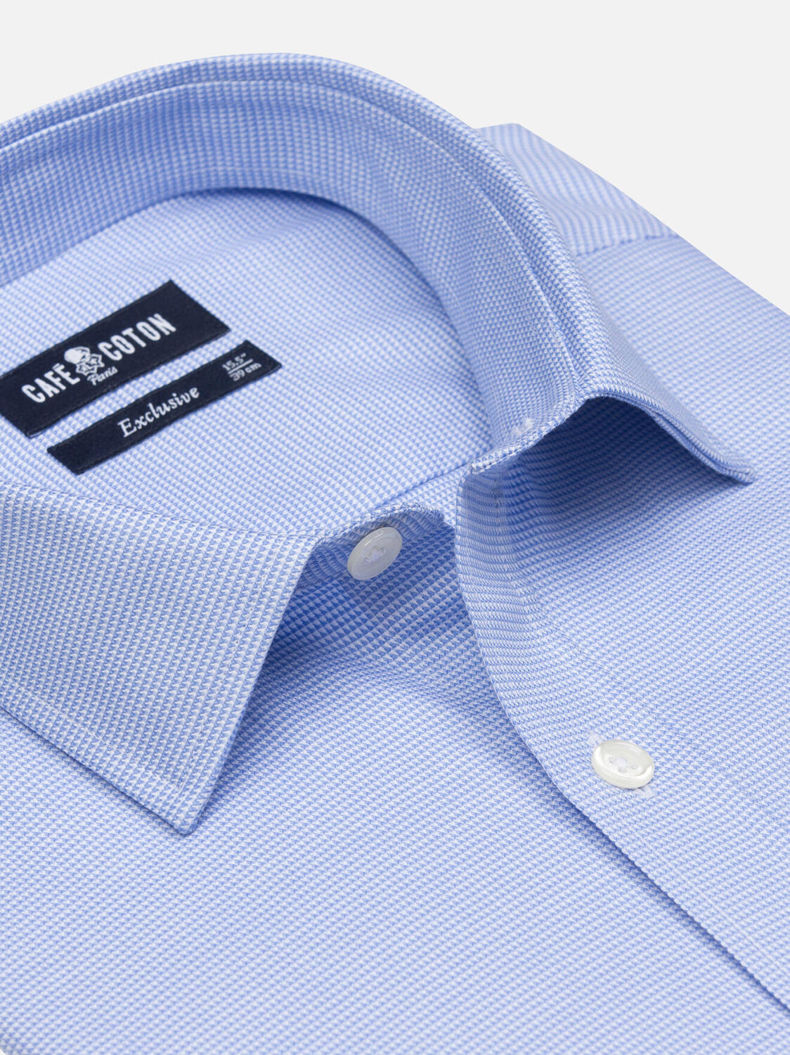 Peters Hemels Gestructureerd Slim fit overhemd  - Kleine Kraag