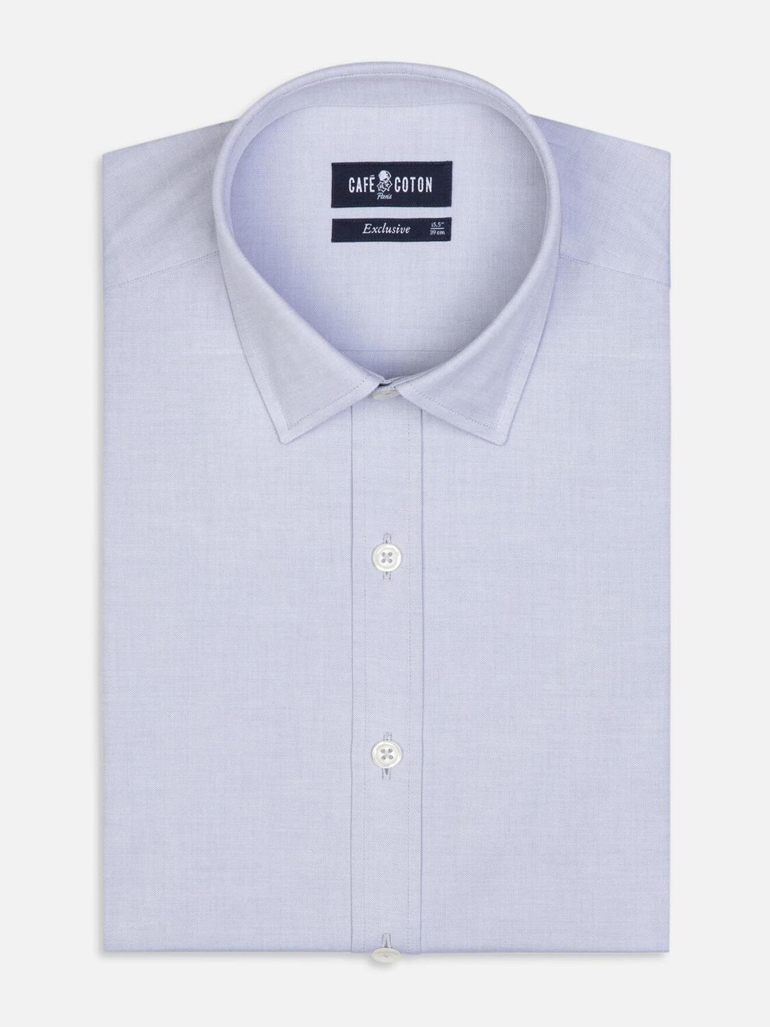 Slim-fitted overhemd in grijze dennenappel - Kleine Kraag