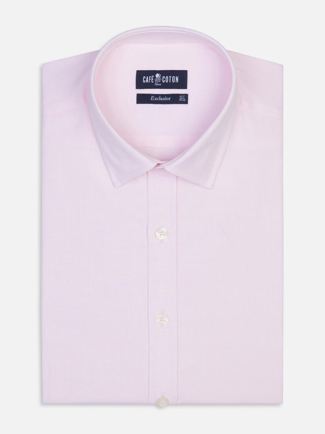 Camisa entallada pin point rosa - Cuello Pequeño