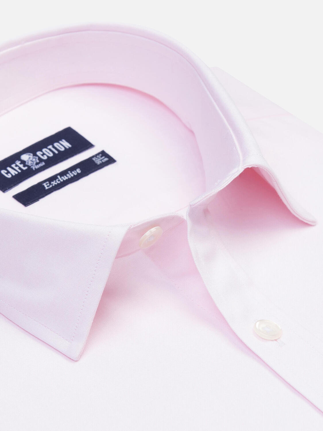 Camisa entallada pin point rosa - Cuello Pequeño