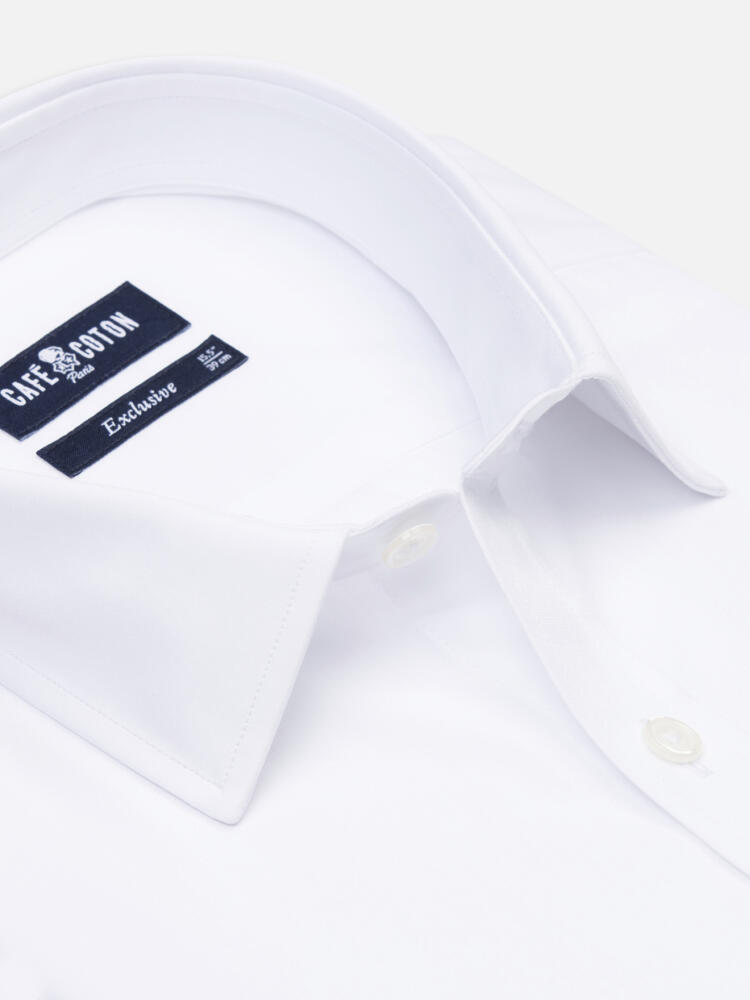 White poplin slim fit shirt - Short Collar