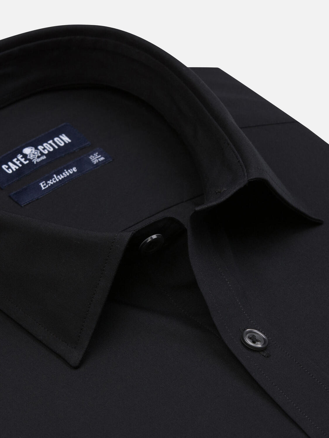 Camicia slim fit in popeline nero