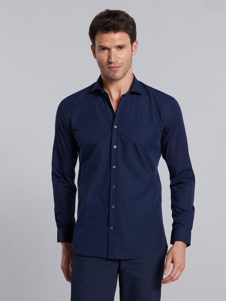 Chemise en popeline marine