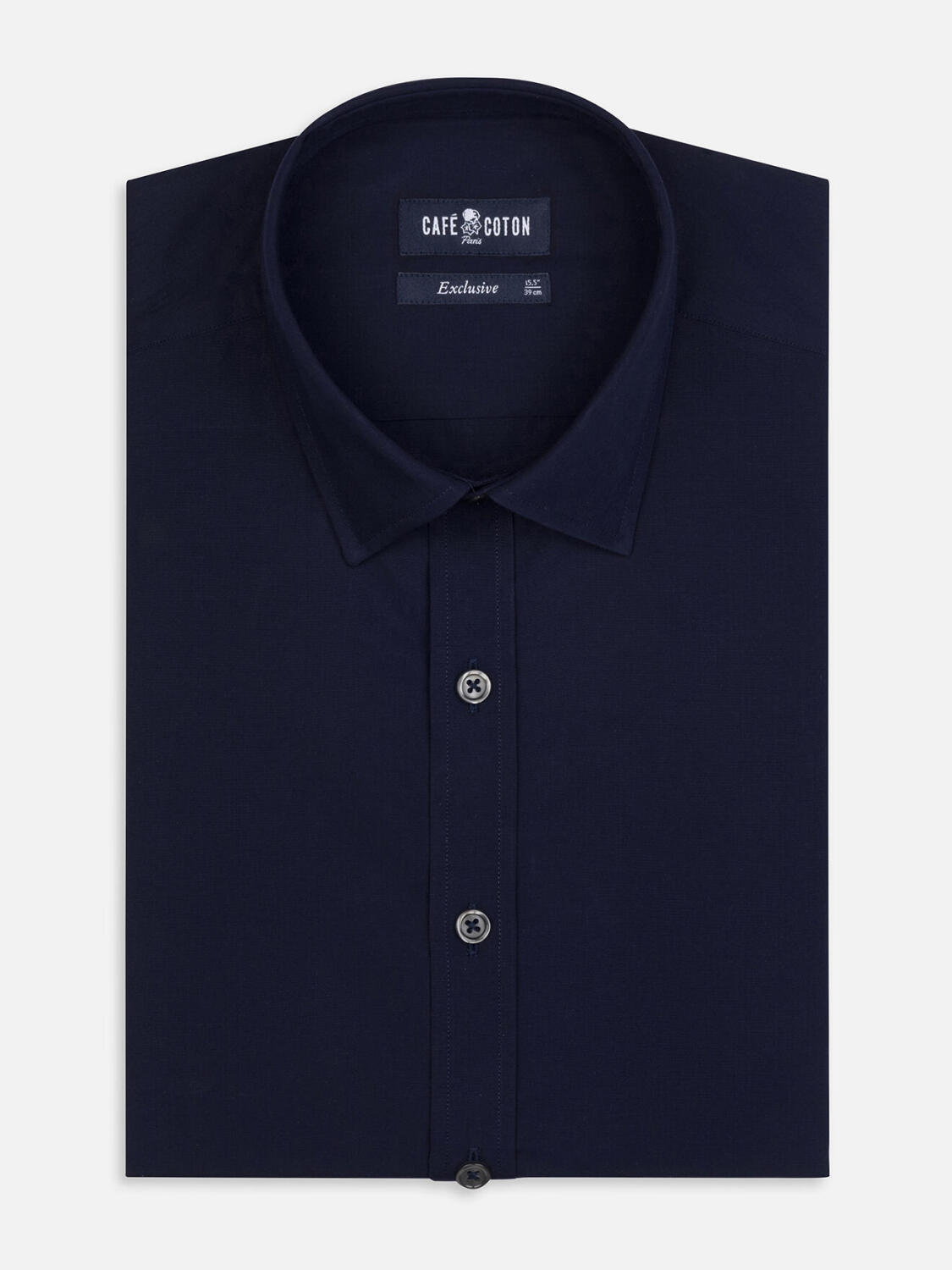 Marineblauw popeline overhemd
