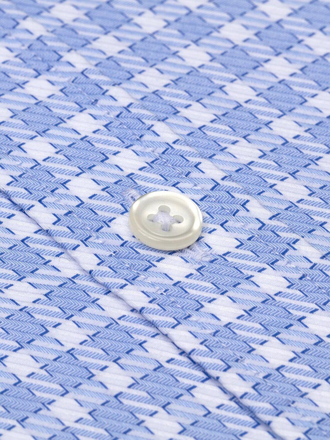 White checks blue twill slim fit shirt - Small Collar