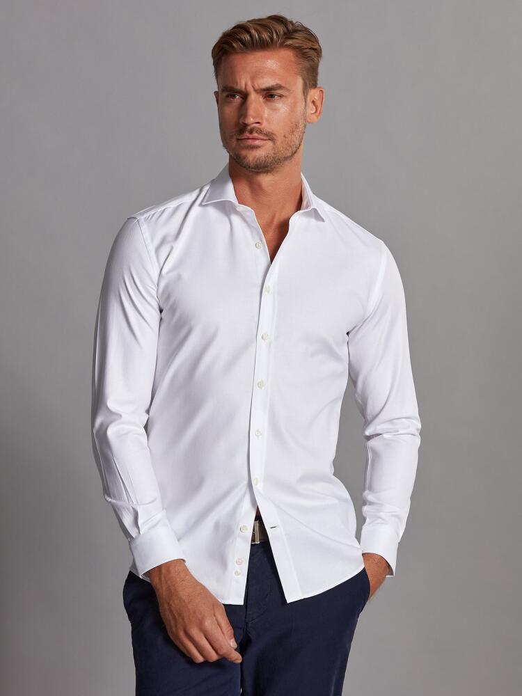 Chemise cintrée en twill blanc - Petit Col