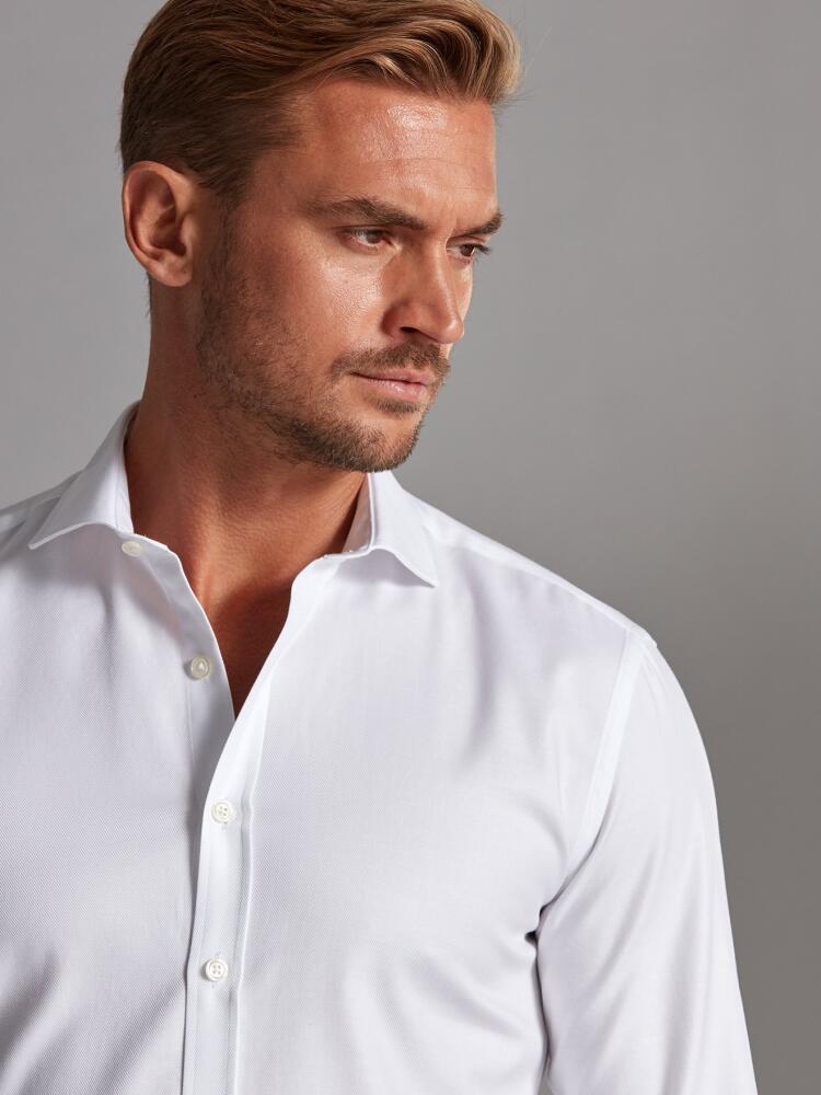 Chemise cintrée en twill blanc - Petit Col