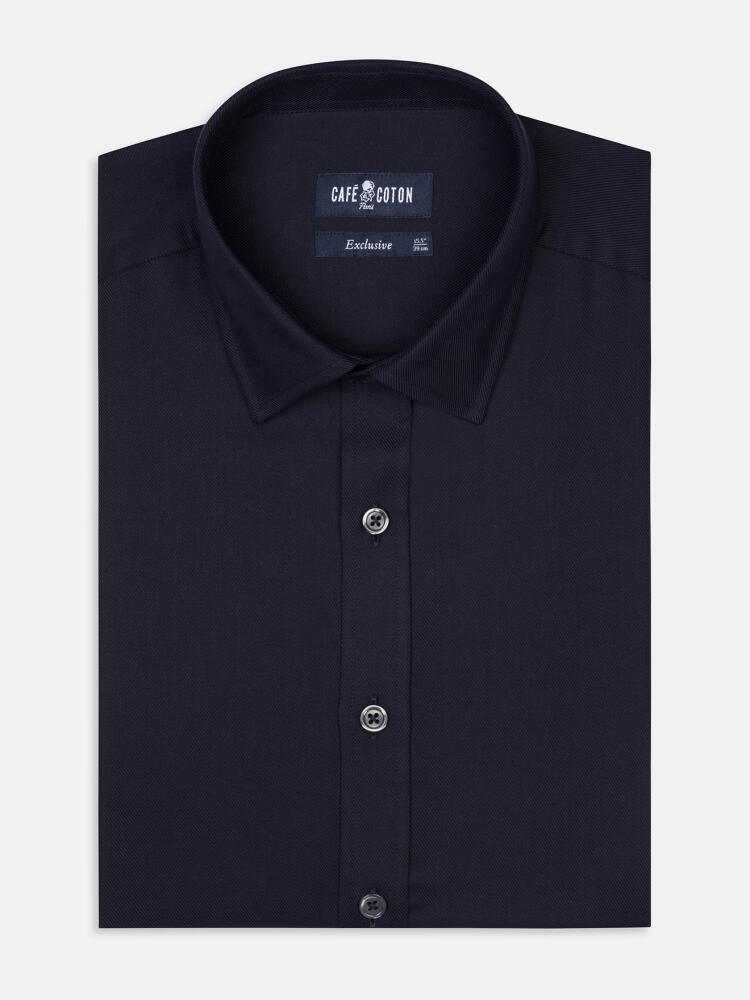 Chemise cintrée en twill marine - Petit Col