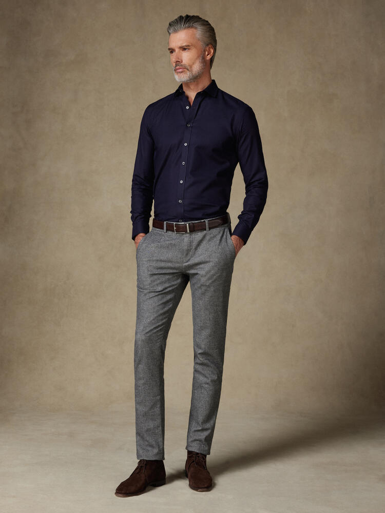 Chemise cintrée en twill marine - Petit Col