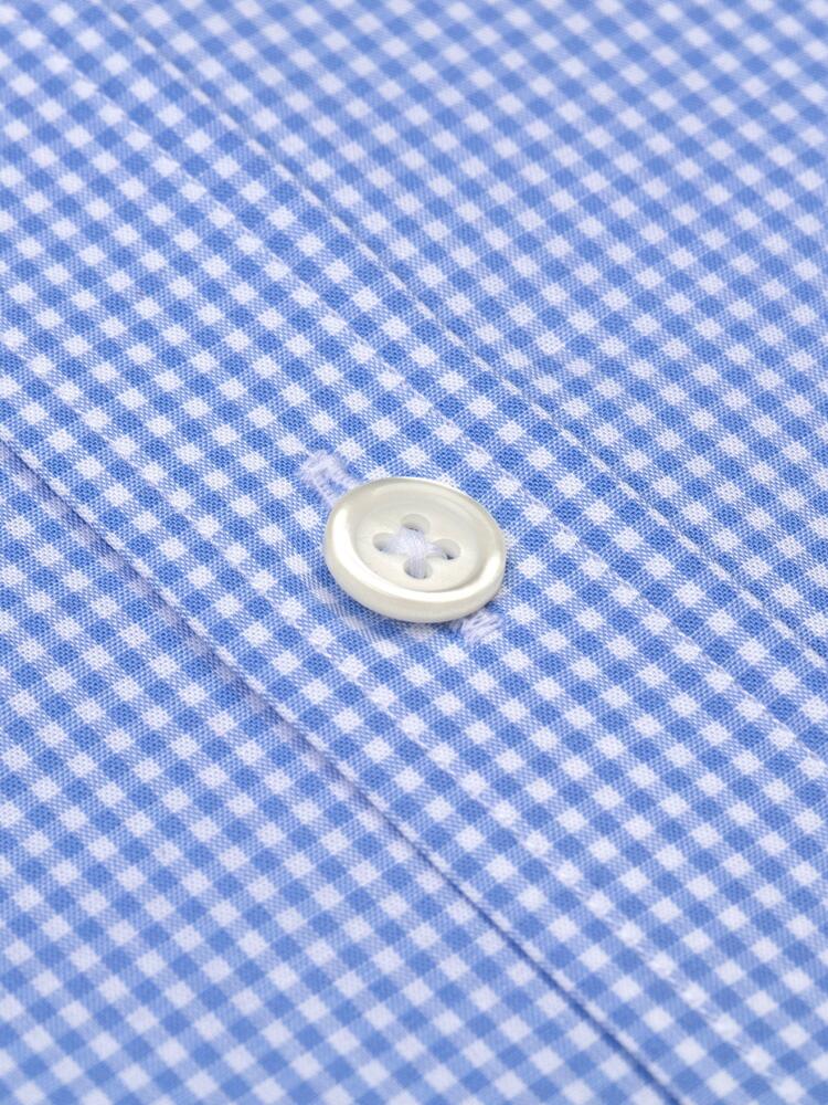 Sky blue gingham checked slim fit shirt - Small collar