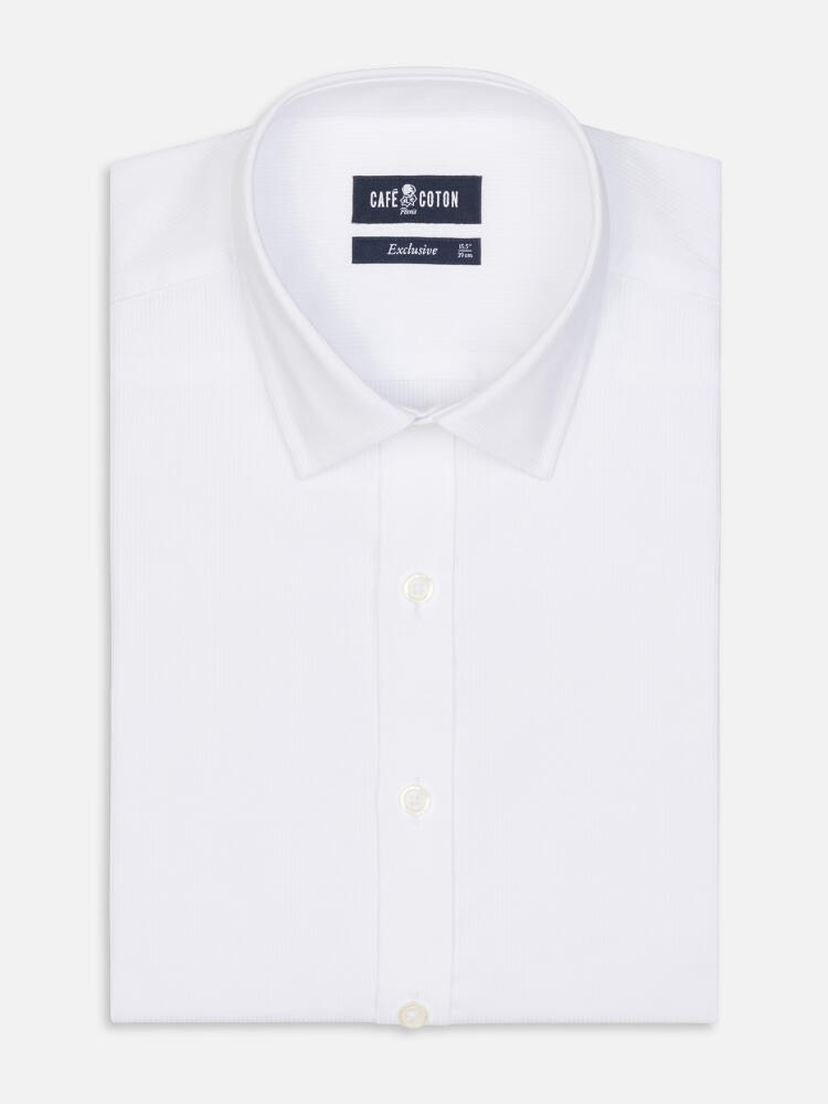 White Piqué slim fit shirt - Short Collar