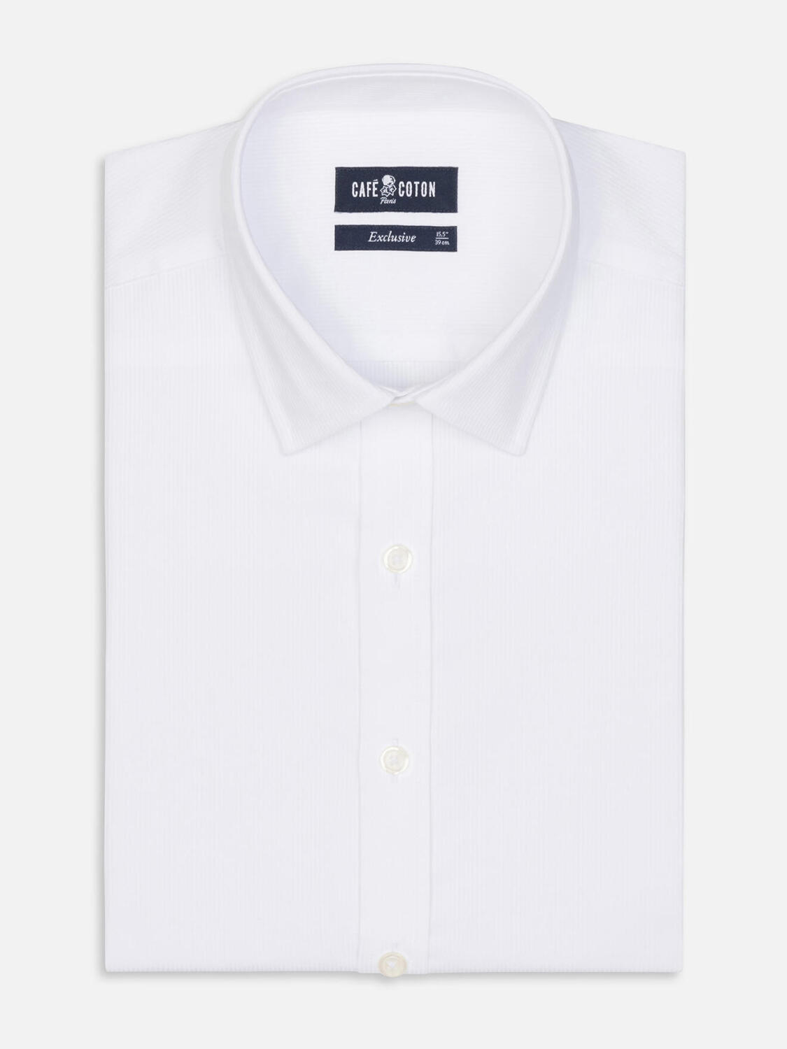 Camicia slim fit in piqu&eacute; bianco - Colletto piccolo