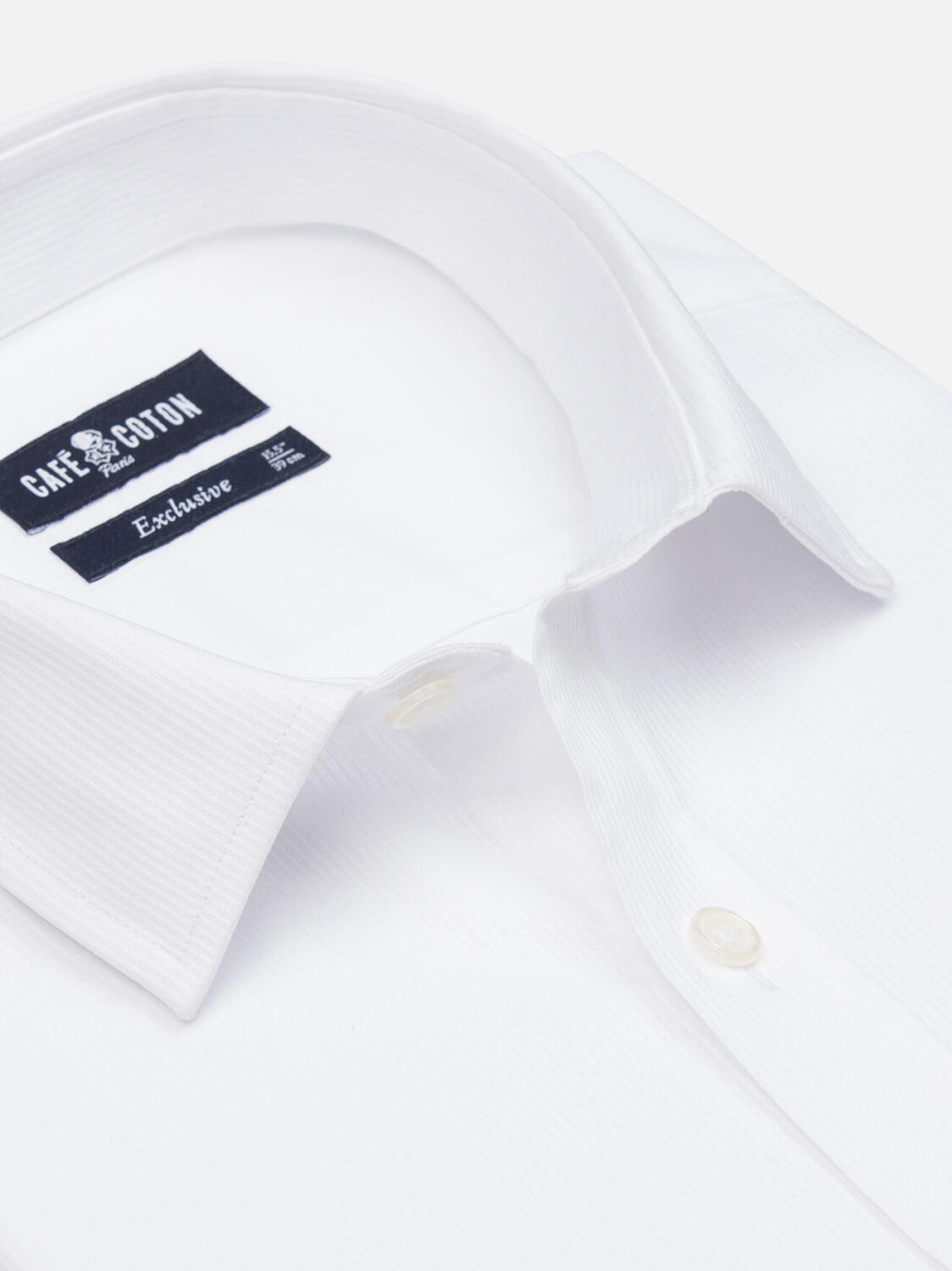 Camicia slim fit in piqu&eacute; bianco - Colletto piccolo