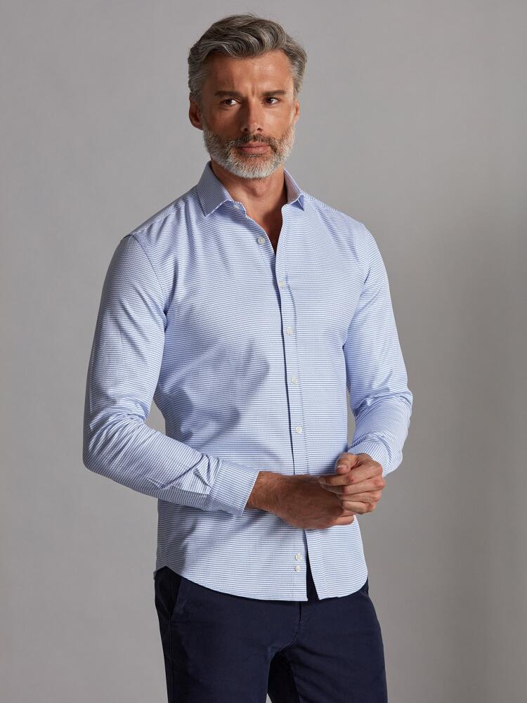 Camicia Walt slim-fit in twill cielo - Piccolo Collo