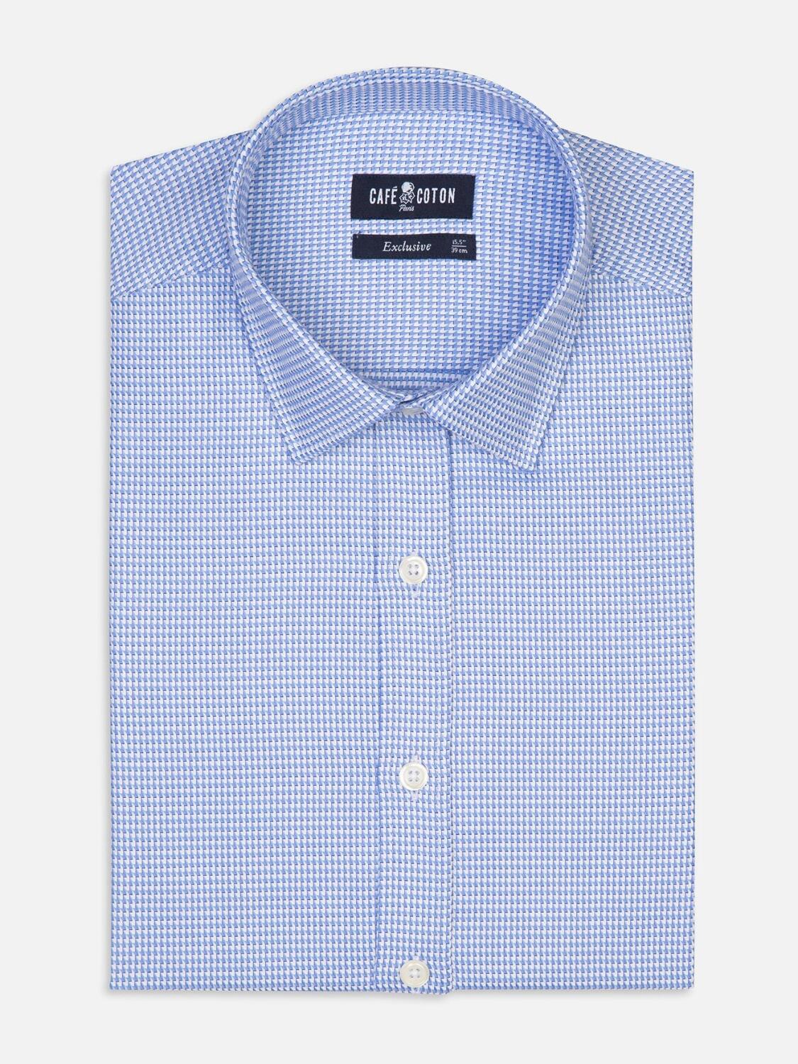 Willy camicia slim fit in twill blu cielo - Colletto piccolo