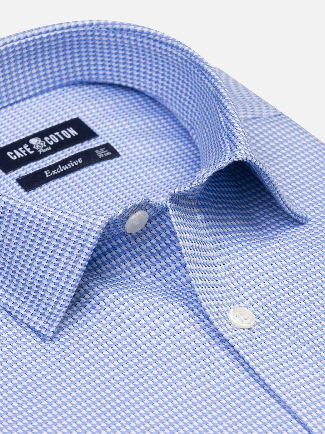 Willy camicia slim fit in twill blu cielo - Colletto piccolo