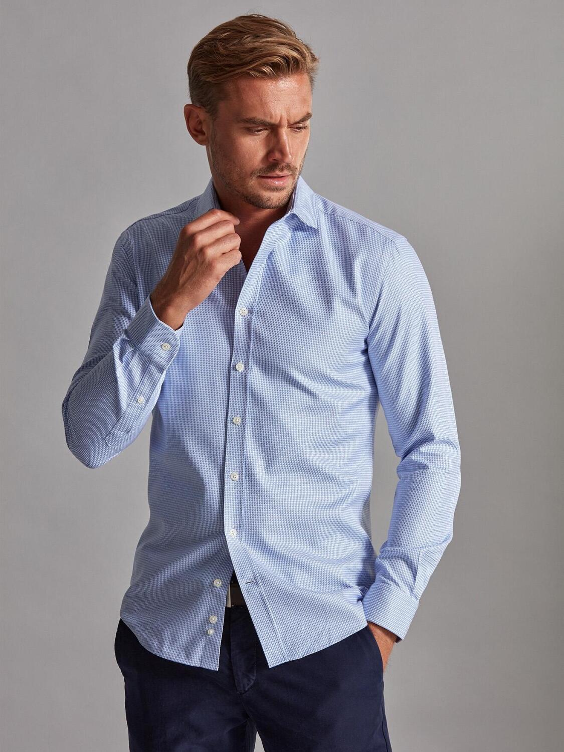 Willy camicia slim fit in twill blu cielo - Colletto piccolo