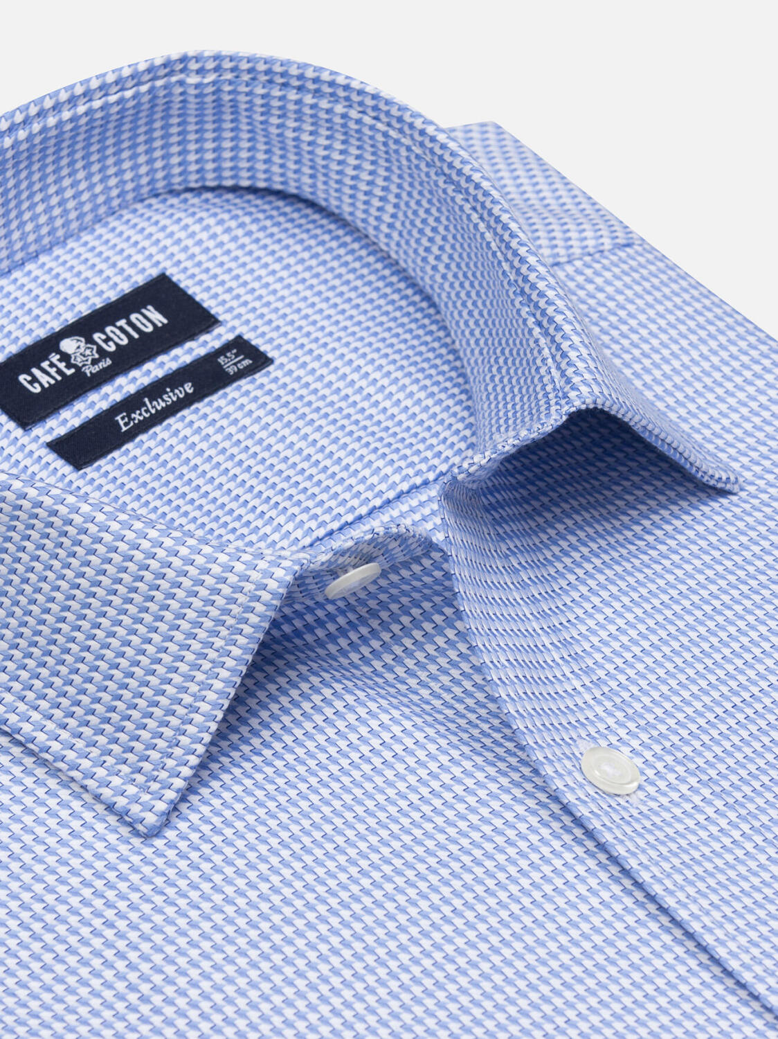 Chemise cintrée Willy en twill ciel - Petit Col