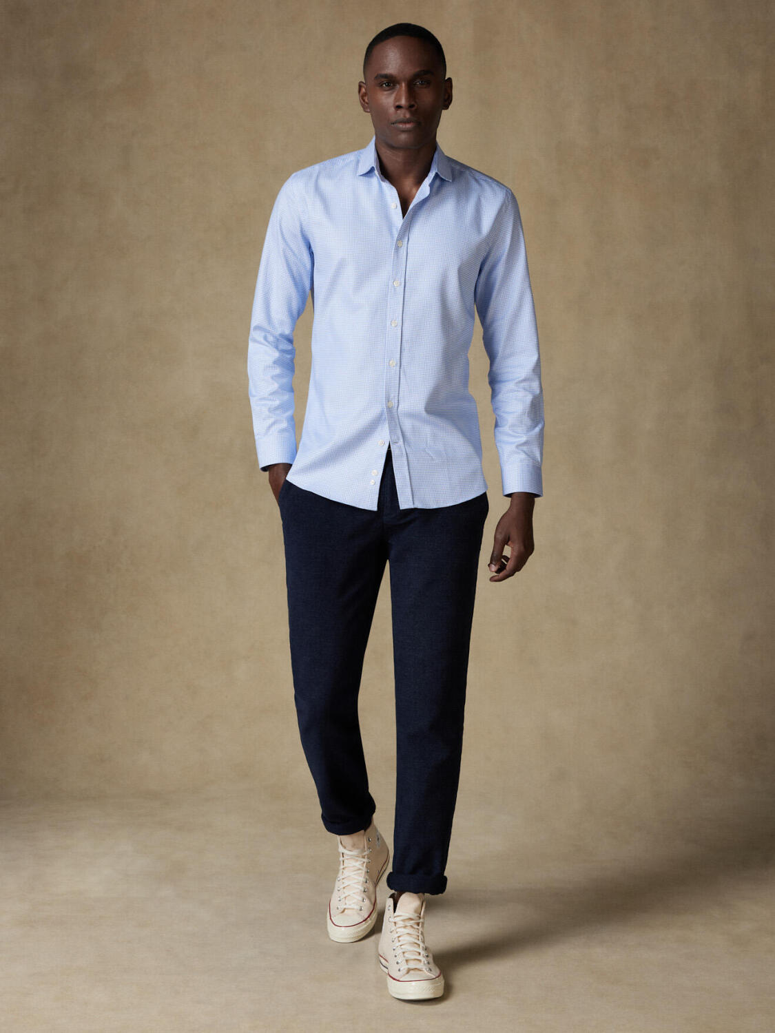 Chemise cintrée Willy en twill ciel - Petit Col