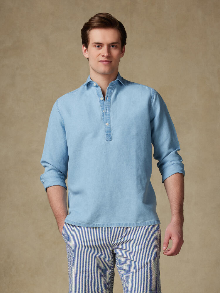 Polo Andy shirt in sky linen