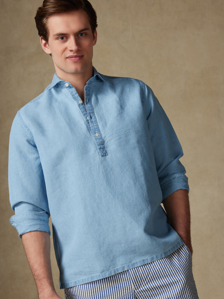 Polo Andy shirt in sky linen