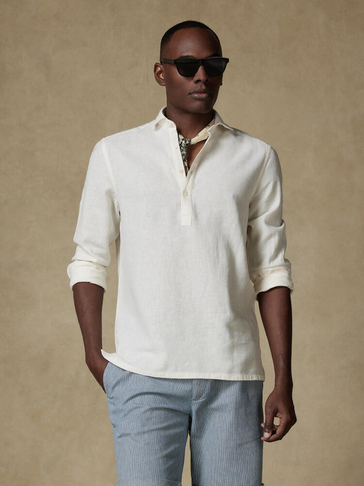 Chemise Polo Moon en lin off-white