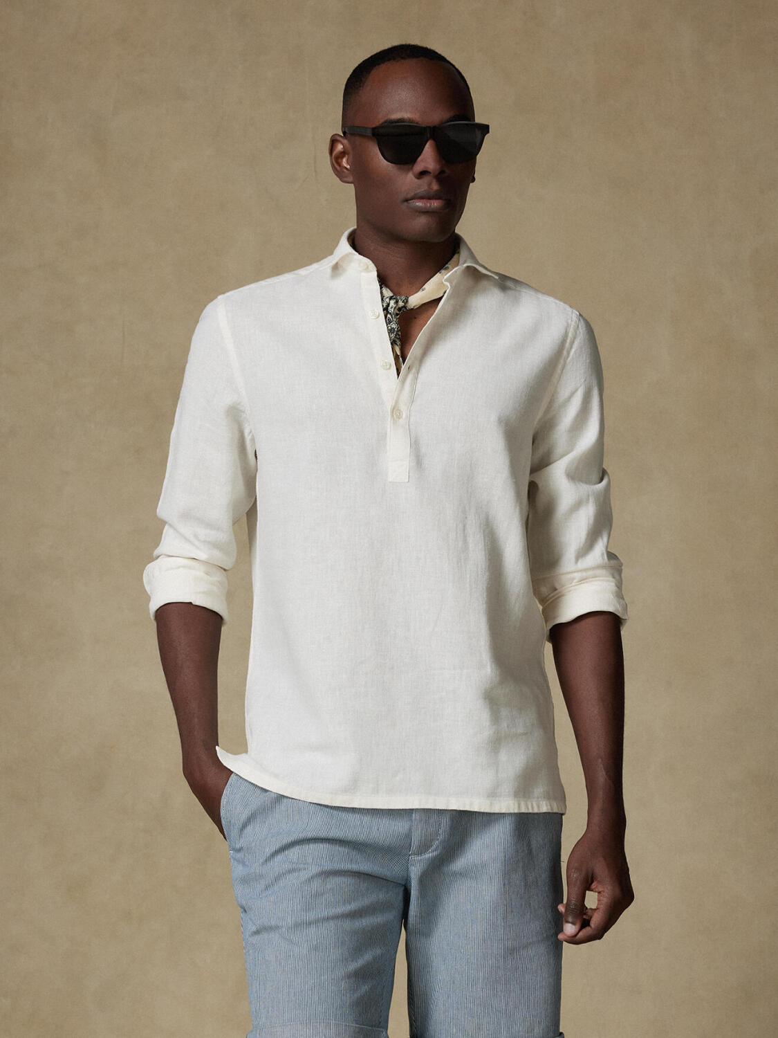 Moon Polohemd aus off-white Leinen