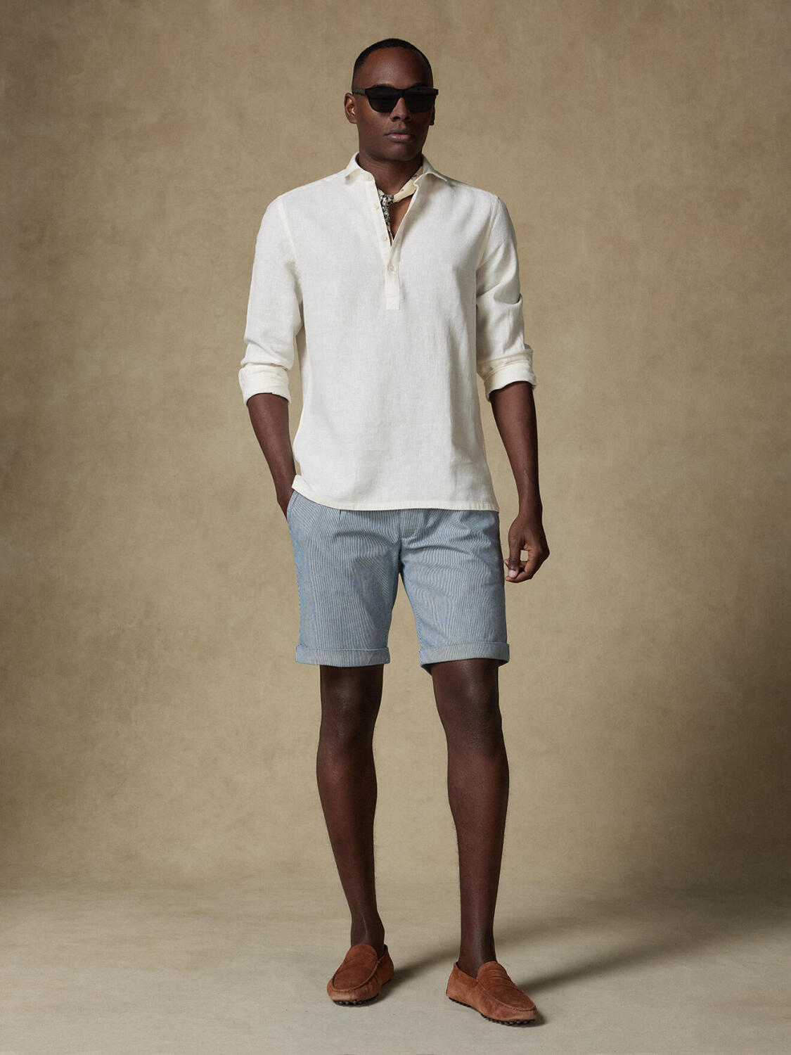 Moon Polohemd aus off-white Leinen