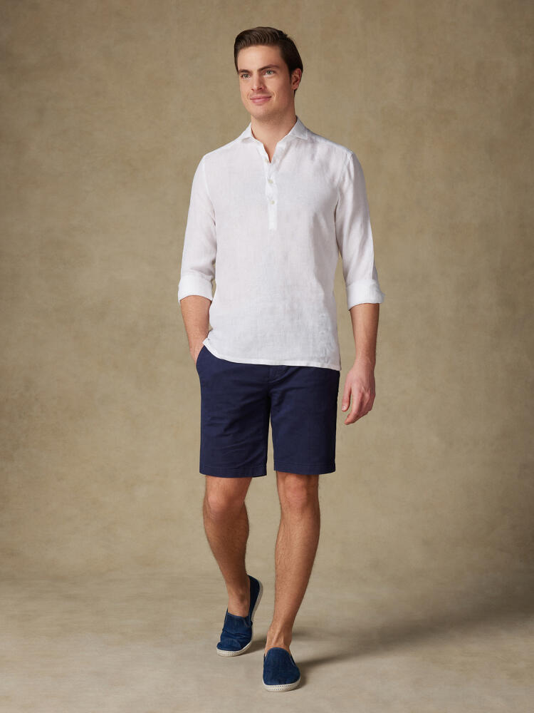 Olaf white linen popover shirt