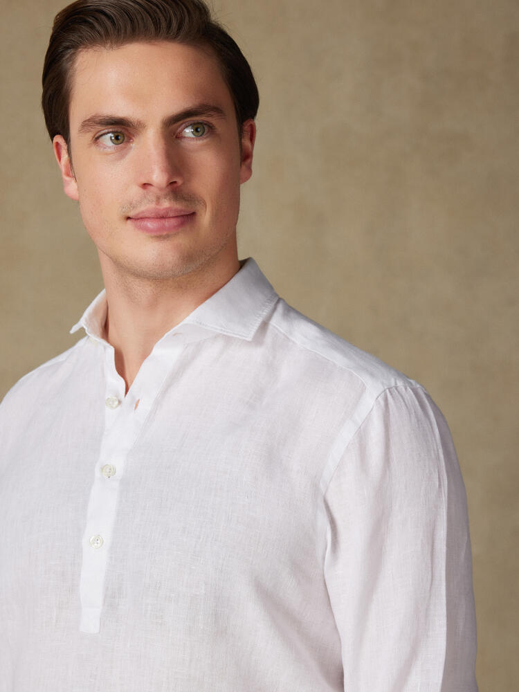 Olaf white linen popover shirt