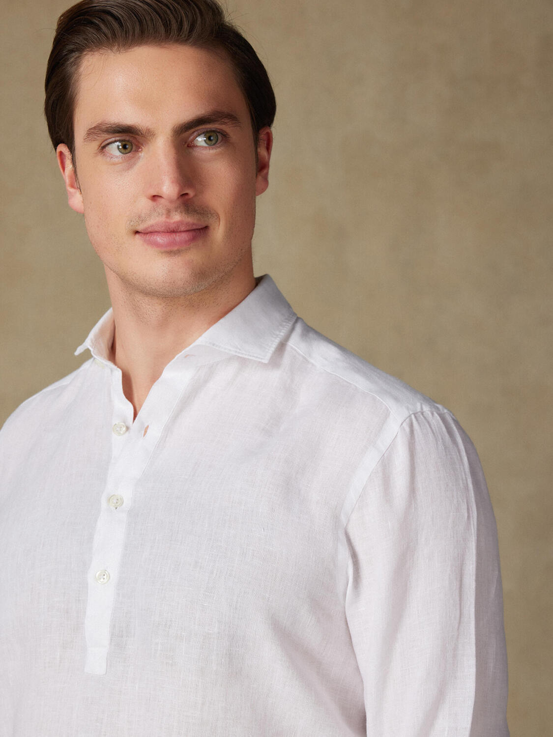 Olaf camicia popover in lino bianco