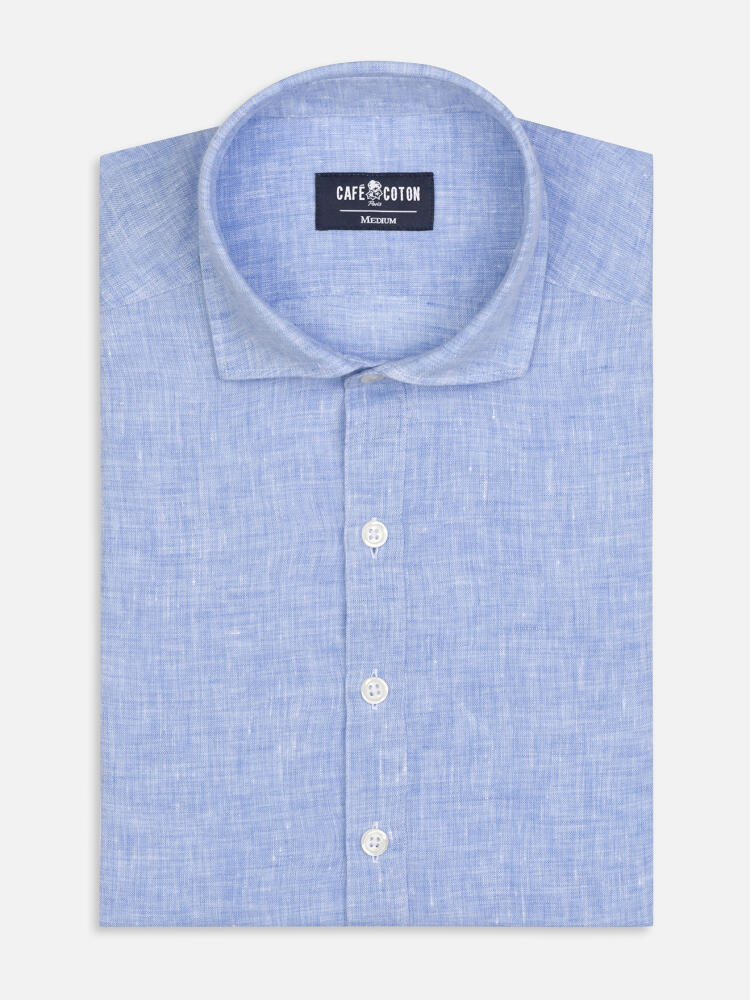 Olaf camicia popover in lino cielo