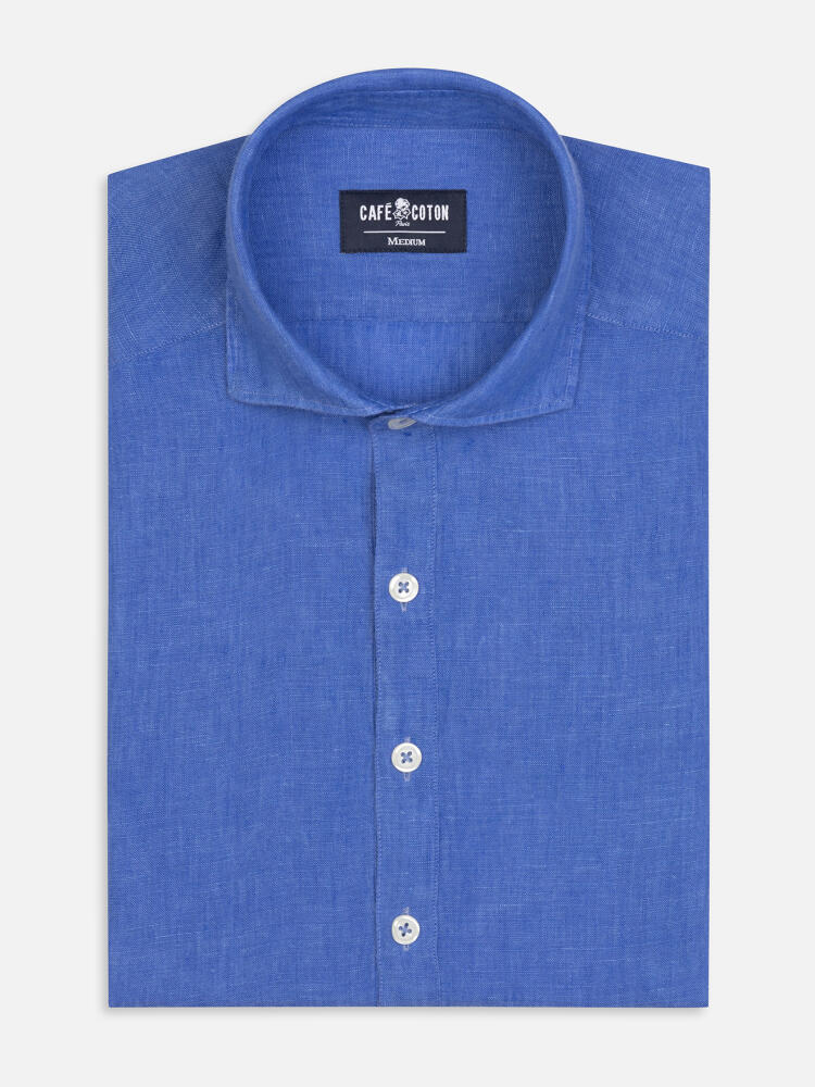 Olaf camicia popover in lino blu