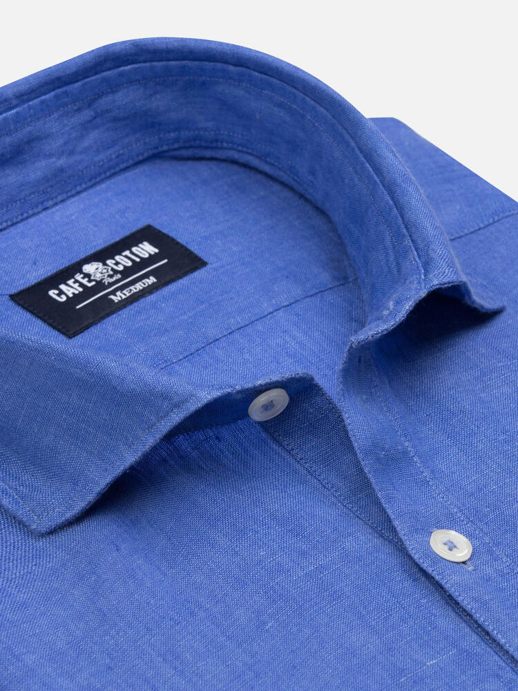 Olaf camicia popover in lino blu