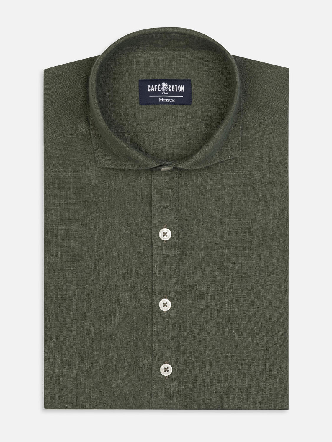 Chemise popover Olaf en lin kaki