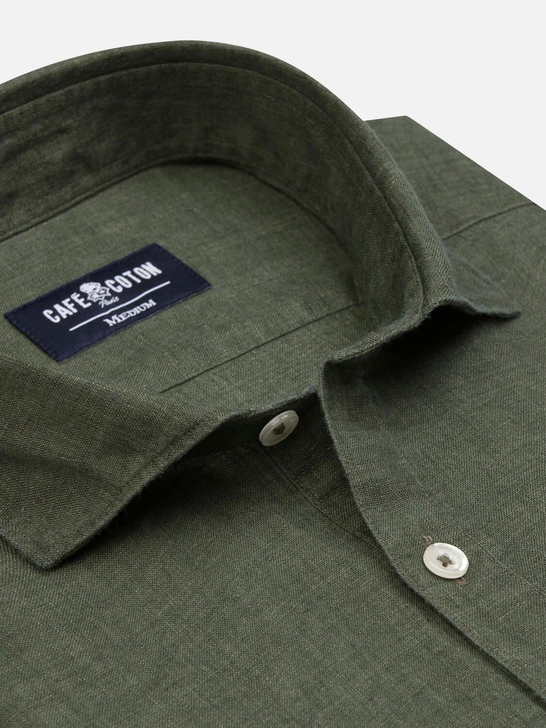 Chemise popover Olaf en lin kaki
