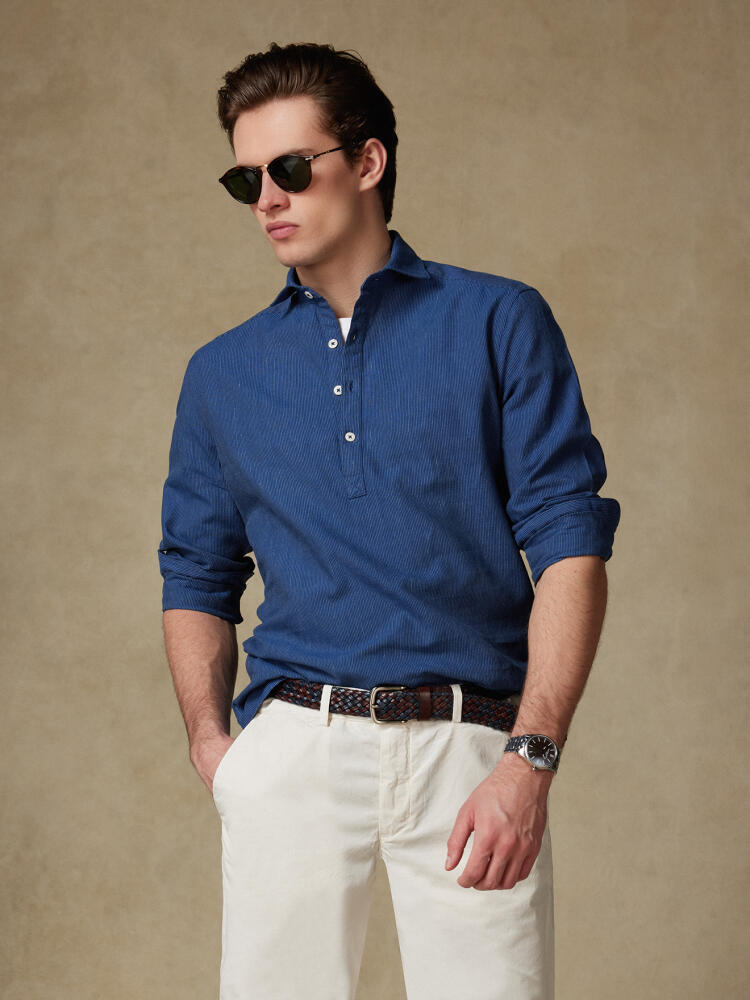 Chemise Polo Piper à rayures indigo