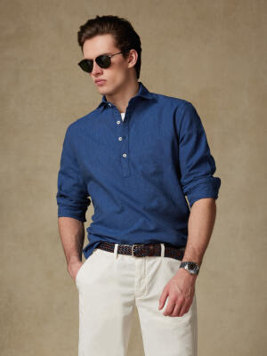 Polo Piper a righe indaco