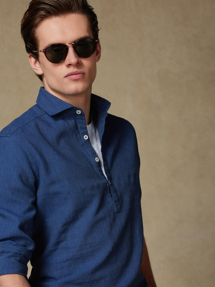 Chemise Polo Piper à rayures indigo