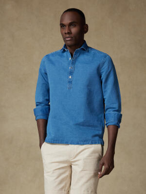 Tim Poloshirt in indigo linnen