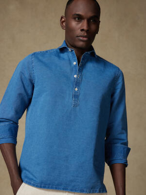 Tim Poloshirt in indigo linnen