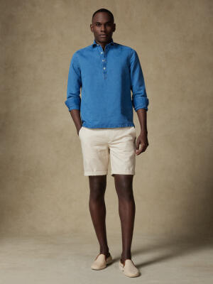 Tim Poloshirt in indigo linnen