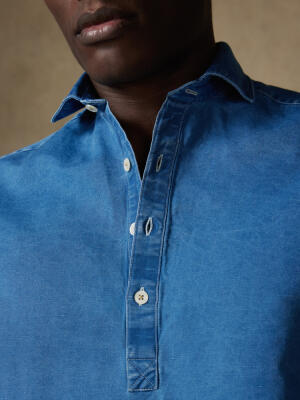 Tim Poloshirt in indigo linnen
