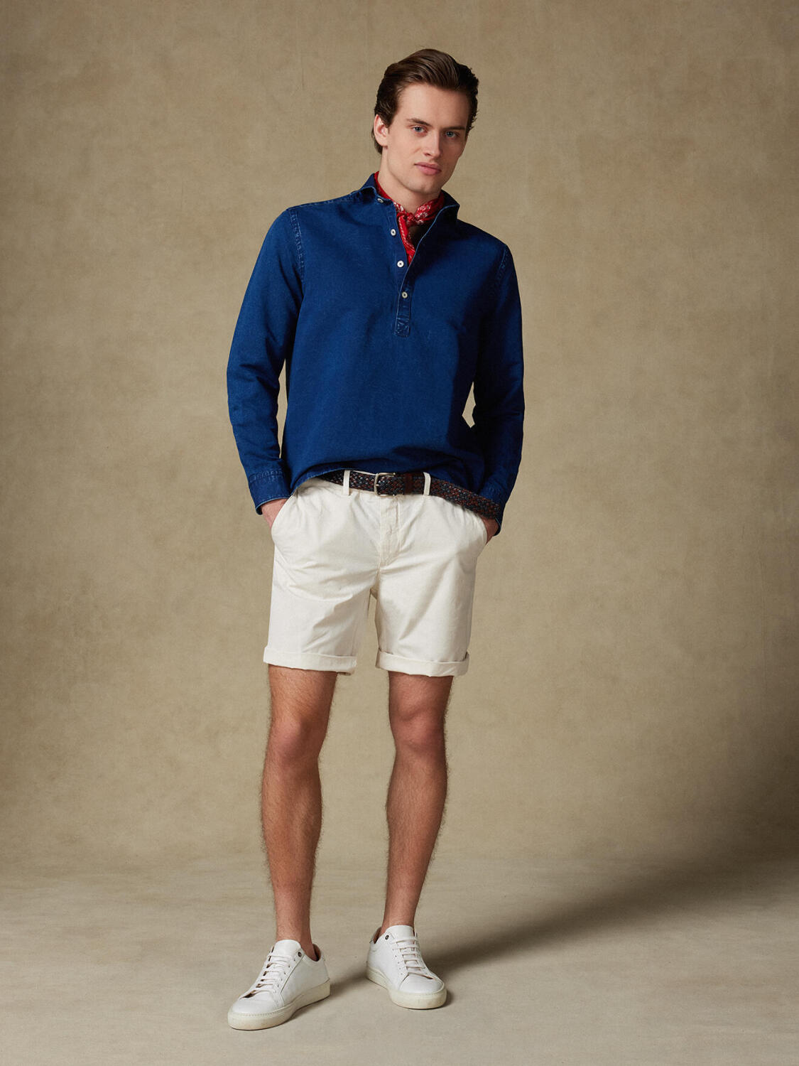 Chemise Polo Tim en lin dark indigo