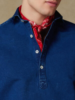 Tim Poloshirt in donker indigo linnen