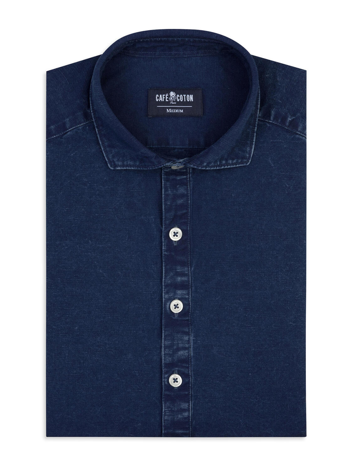 Chemise Polo Tim en lin dark indigo