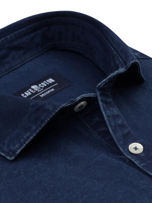 Tim Poloshirt in donker indigo linnen